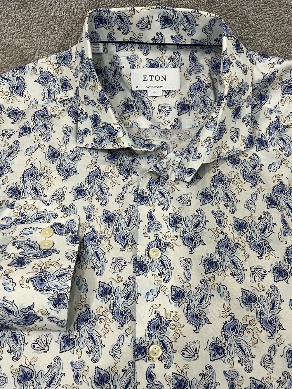 ETON Contemporary Lightweight Flannel Shirt Men’s Size XL (43) 17 AOP L/S